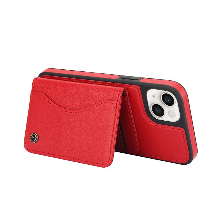 For iPhone 15 Plus AwQuer Horizontal Flip Card Bag Holder Leather Phone Case