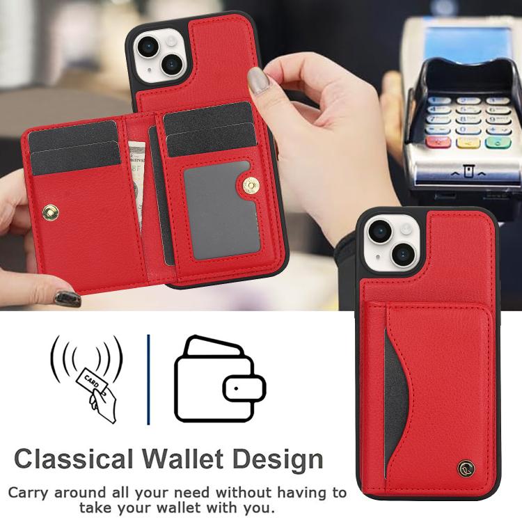 For iPhone 15 Plus AwQuer Horizontal Flip Card Bag Holder Leather Phone Case