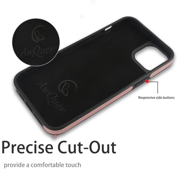 For iPhone 14 Plus AwQuer Horizontal Flip Card Bag Holder Leather Phone Case