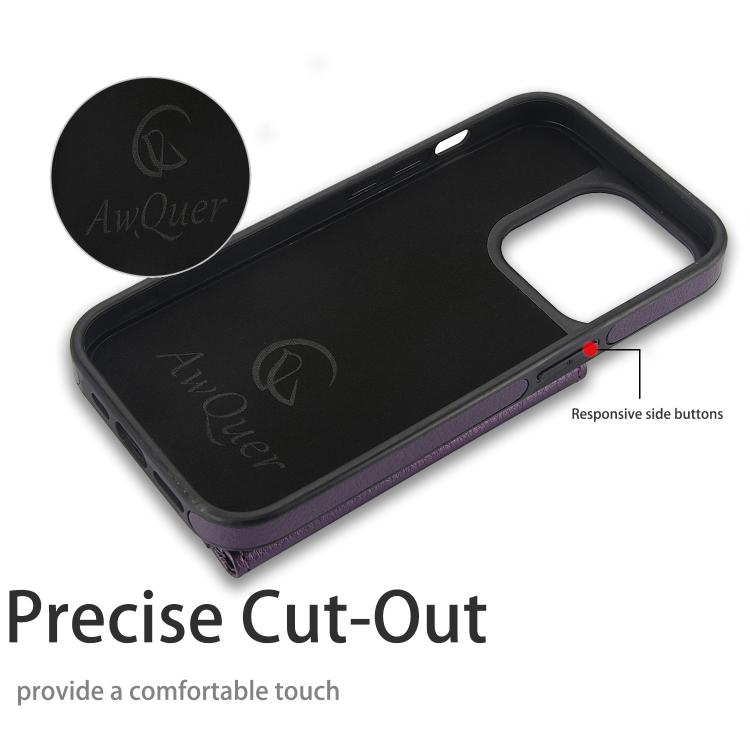For iPhone 14 Pro AwQuer Horizontal Flip Card Bag Holder Leather Phone Case
