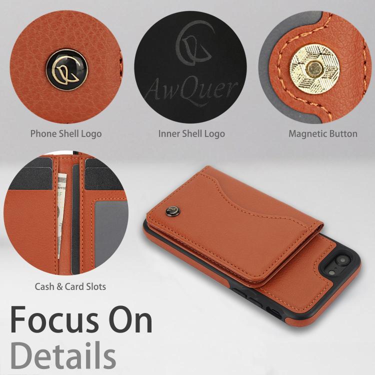 For iPhone 7 / 8 / SE 2022 AwQuer Horizontal Flip Card Bag Holder Leather Phone Case