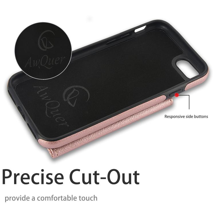 For iPhone 7 / 8 / SE 2022 AwQuer Horizontal Flip Card Bag Holder Leather Phone Case