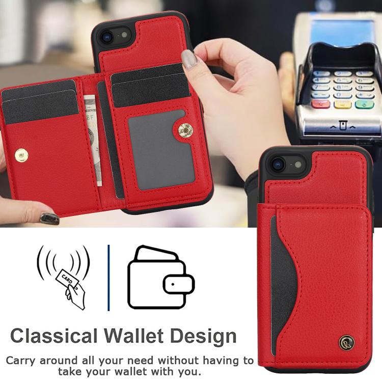 For iPhone 7 / 8 / SE 2022 AwQuer Horizontal Flip Card Bag Holder Leather Phone Case