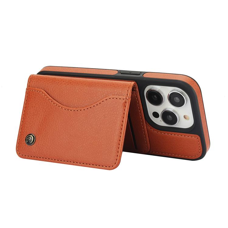 For iPhone 13 Pro Max AwQuer Horizontal Flip Card Bag Holder Leather Phone Case