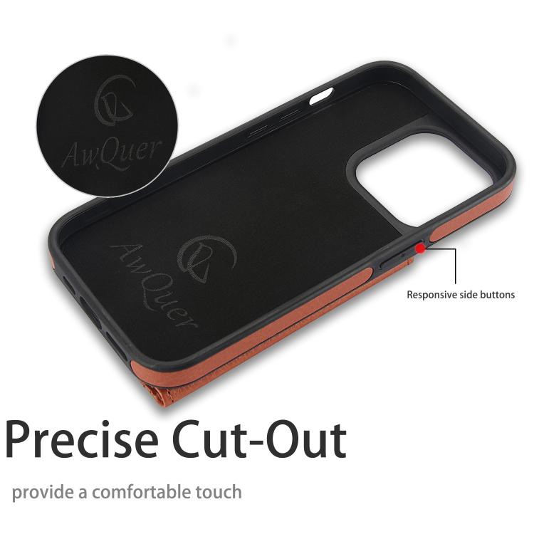 For iPhone 13 Pro Max AwQuer Horizontal Flip Card Bag Holder Leather Phone Case