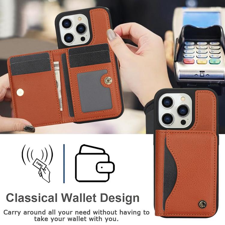 For iPhone 13 Pro Max AwQuer Horizontal Flip Card Bag Holder Leather Phone Case