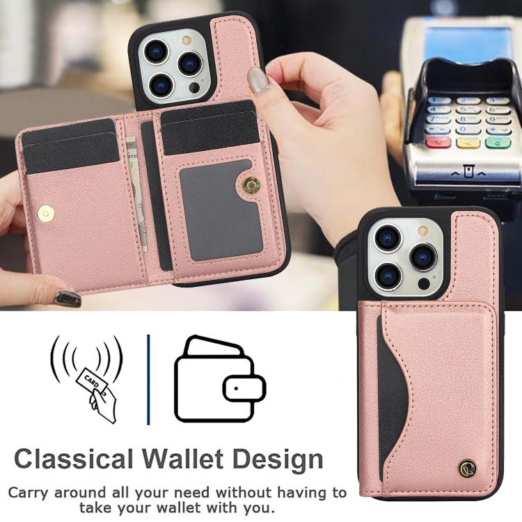 For iPhone 13 Pro Max AwQuer Horizontal Flip Card Bag Holder Leather Phone Case