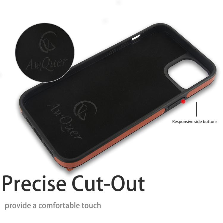 For iPhone 12 / 12 Pro AwQuer Horizontal Flip Card Bag Holder Leather Phone Case