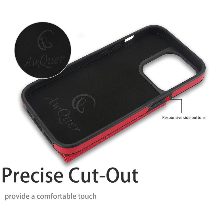 For iPhone 11 Pro Max AwQuer Horizontal Flip Card Bag Holder Leather Phone Case