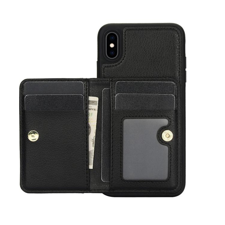 For iPhone X / XS AwQuer Horizontal Flip Card Bag Holder Leather Phone Case