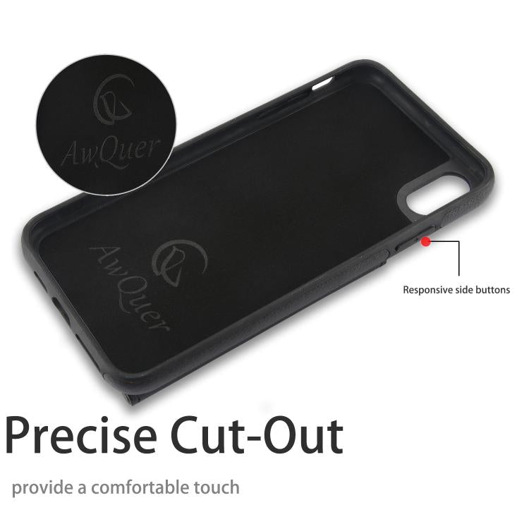 For iPhone X / XS AwQuer Horizontal Flip Card Bag Holder Leather Phone Case