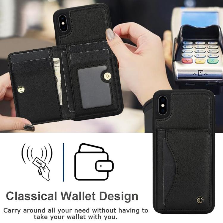 For iPhone X / XS AwQuer Horizontal Flip Card Bag Holder Leather Phone Case