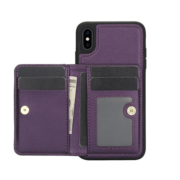 For iPhone X / XS AwQuer Horizontal Flip Card Bag Holder Leather Phone Case