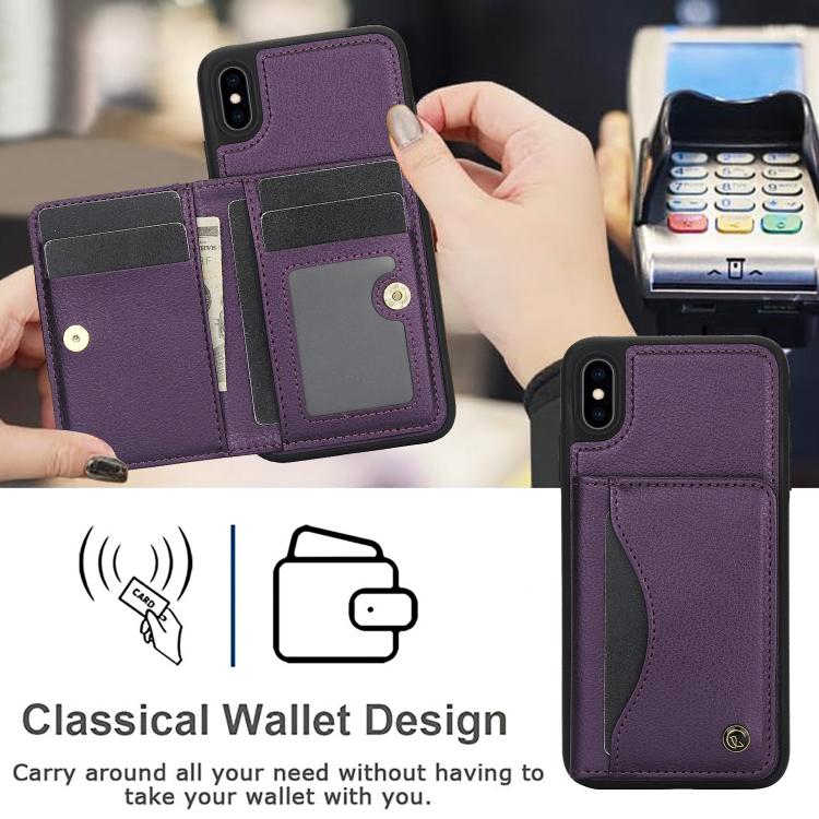 For iPhone X / XS AwQuer Horizontal Flip Card Bag Holder Leather Phone Case