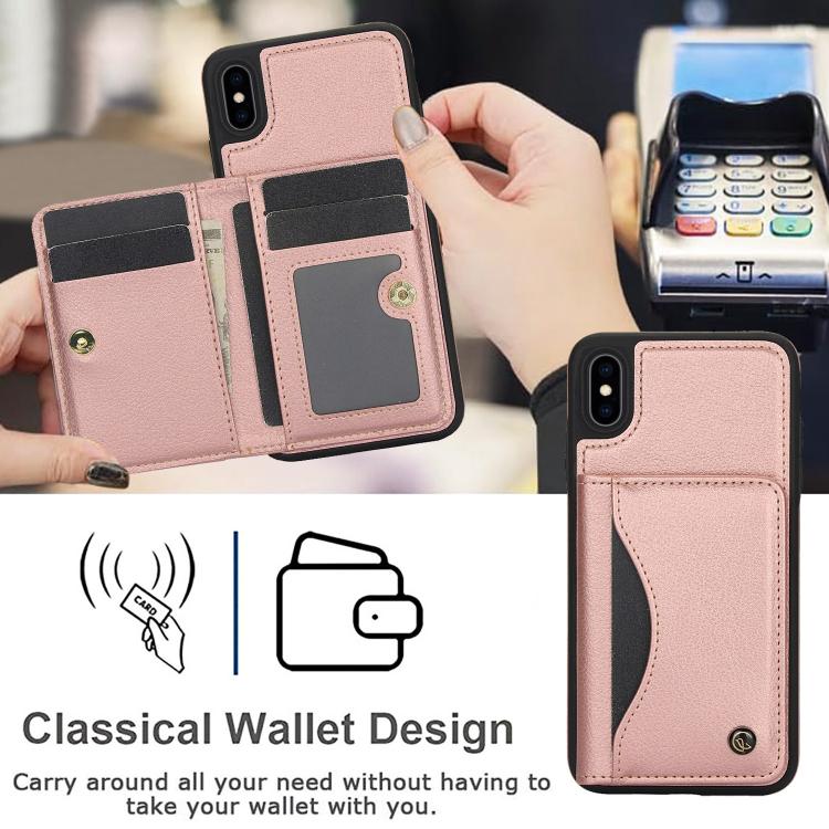For iPhone X / XS AwQuer Horizontal Flip Card Bag Holder Leather Phone Case