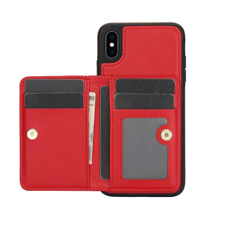 For iPhone X / XS AwQuer Horizontal Flip Card Bag Holder Leather Phone Case