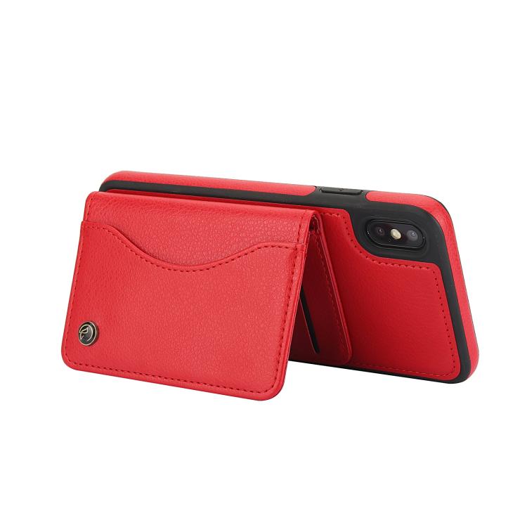 For iPhone X / XS AwQuer Horizontal Flip Card Bag Holder Leather Phone Case