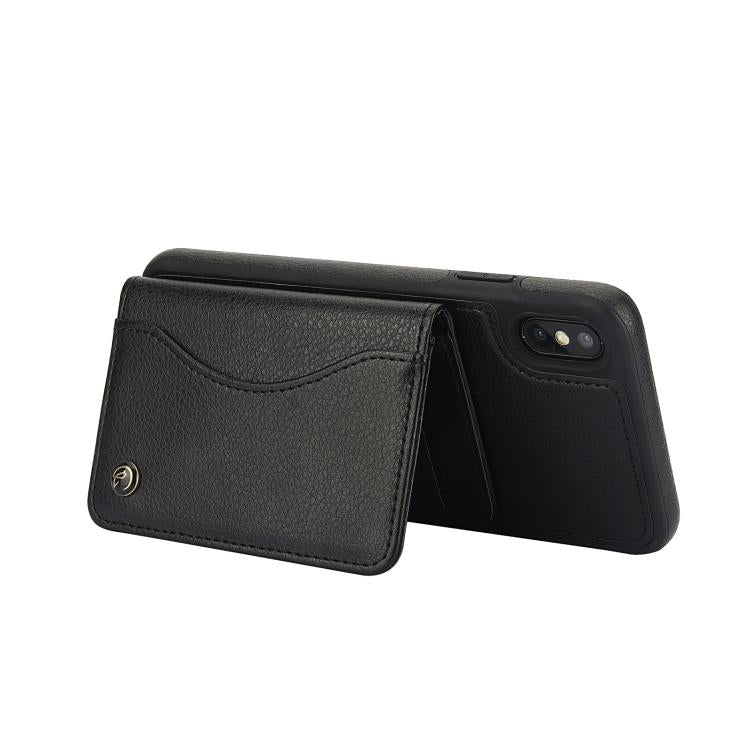For iPhone XR AwQuer Horizontal Flip Card Bag Holder Leather Phone Case