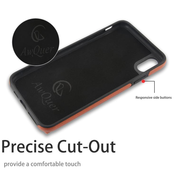 For iPhone XR AwQuer Horizontal Flip Card Bag Holder Leather Phone Case