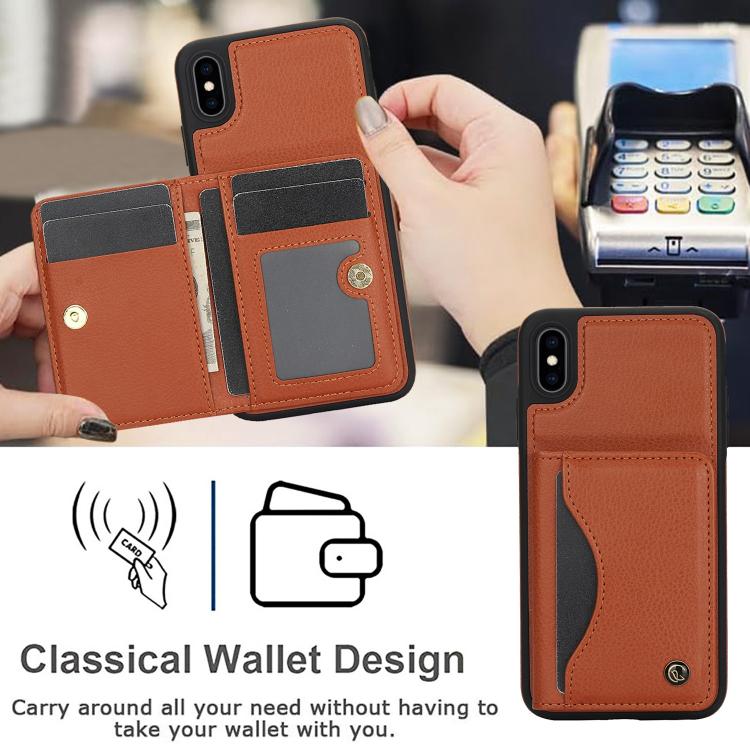 For iPhone XR AwQuer Horizontal Flip Card Bag Holder Leather Phone Case