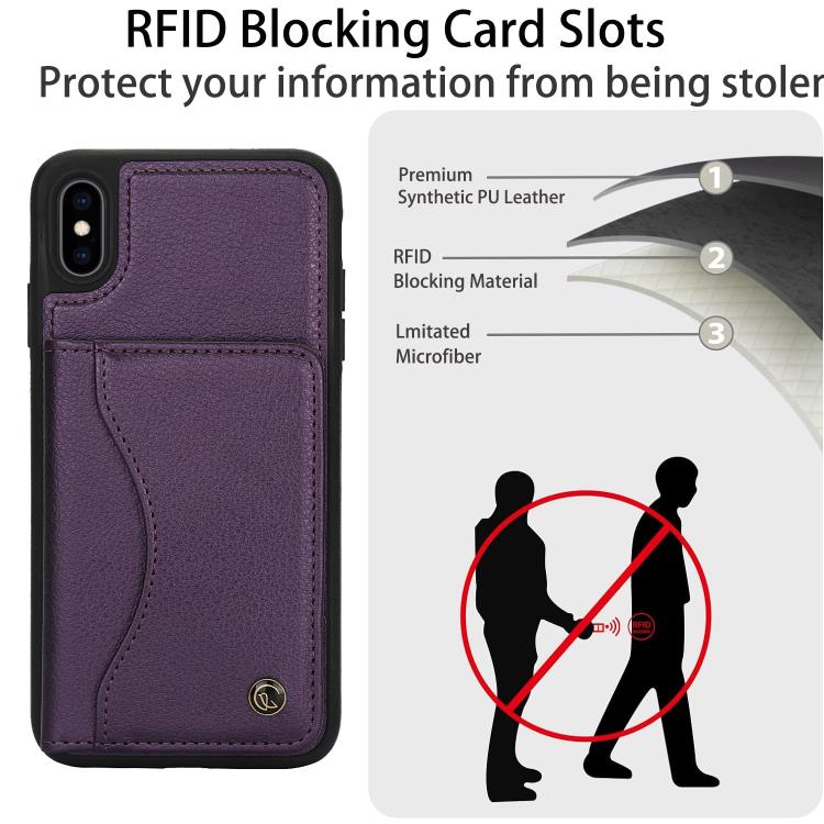 For iPhone XR AwQuer Horizontal Flip Card Bag Holder Leather Phone Case