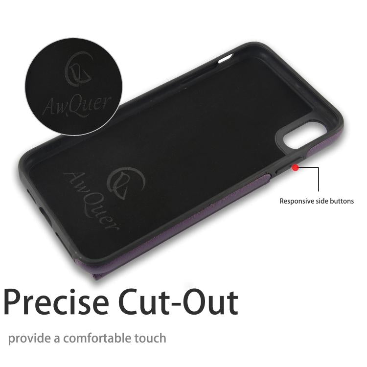 For iPhone XR AwQuer Horizontal Flip Card Bag Holder Leather Phone Case