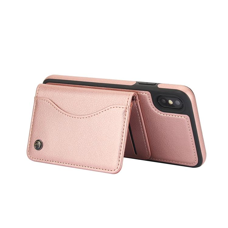 For iPhone XR AwQuer Horizontal Flip Card Bag Holder Leather Phone Case