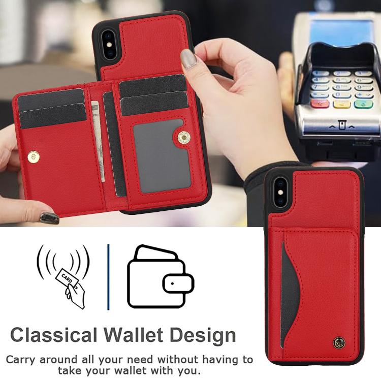 For iPhone XR AwQuer Horizontal Flip Card Bag Holder Leather Phone Case