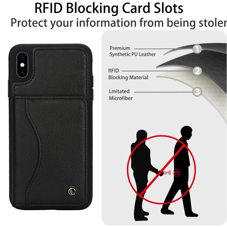 For iPhone XS Max AwQuer Horizontal Flip Card Bag Holder Leather Phone Case
