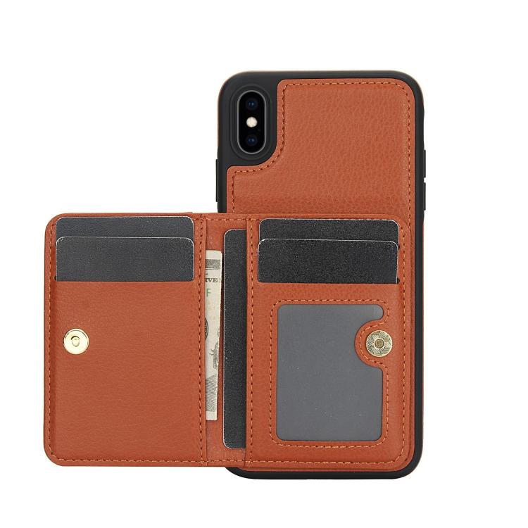 For iPhone XS Max AwQuer Horizontal Flip Card Bag Holder Leather Phone Case