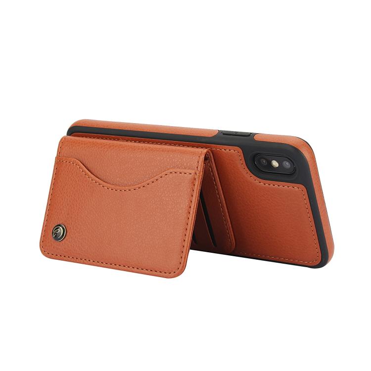For iPhone XS Max AwQuer Horizontal Flip Card Bag Holder Leather Phone Case