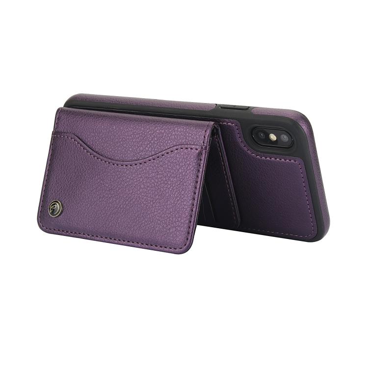 For iPhone XS Max AwQuer Horizontal Flip Card Bag Holder Leather Phone Case