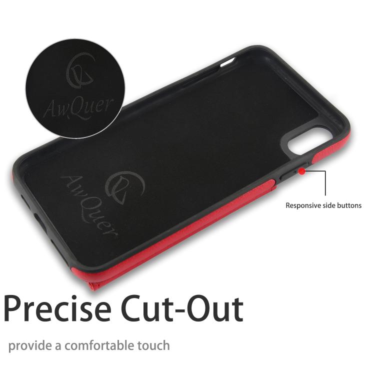 For iPhone XS Max AwQuer Horizontal Flip Card Bag Holder Leather Phone Case