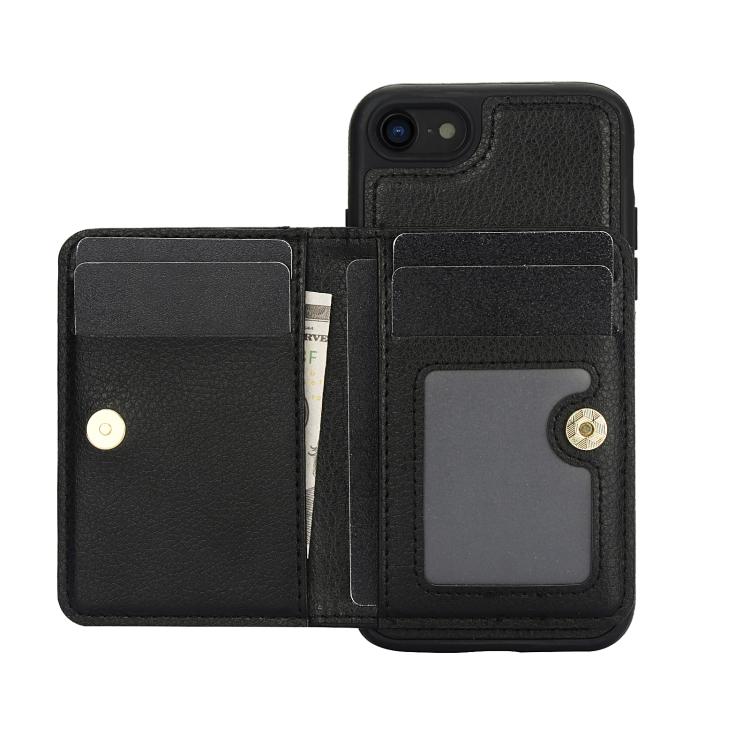 For iPhone 7 Plus / 8 Plus AwQuer Horizontal Flip Card Bag Holder Leather Phone Case