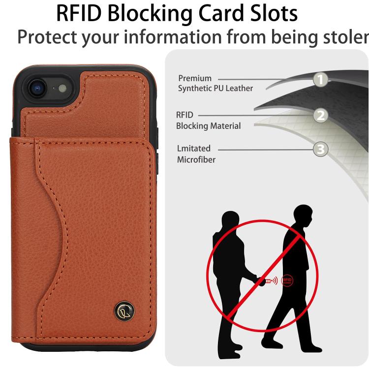 For iPhone 7 Plus / 8 Plus AwQuer Horizontal Flip Card Bag Holder Leather Phone Case