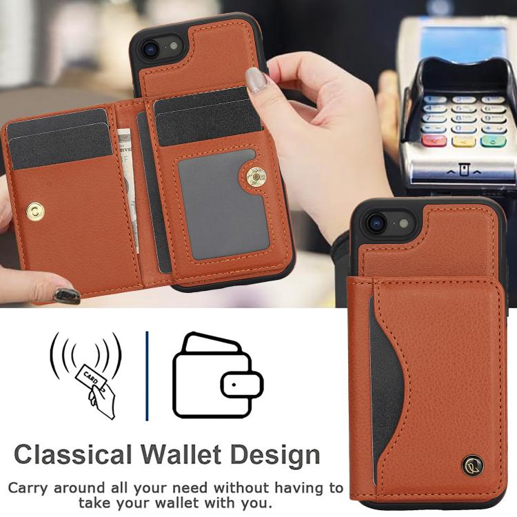 For iPhone 7 Plus / 8 Plus AwQuer Horizontal Flip Card Bag Holder Leather Phone Case
