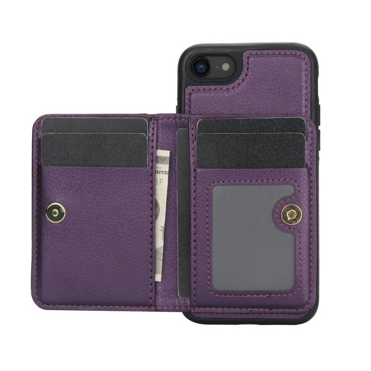 For iPhone 7 Plus / 8 Plus AwQuer Horizontal Flip Card Bag Holder Leather Phone Case