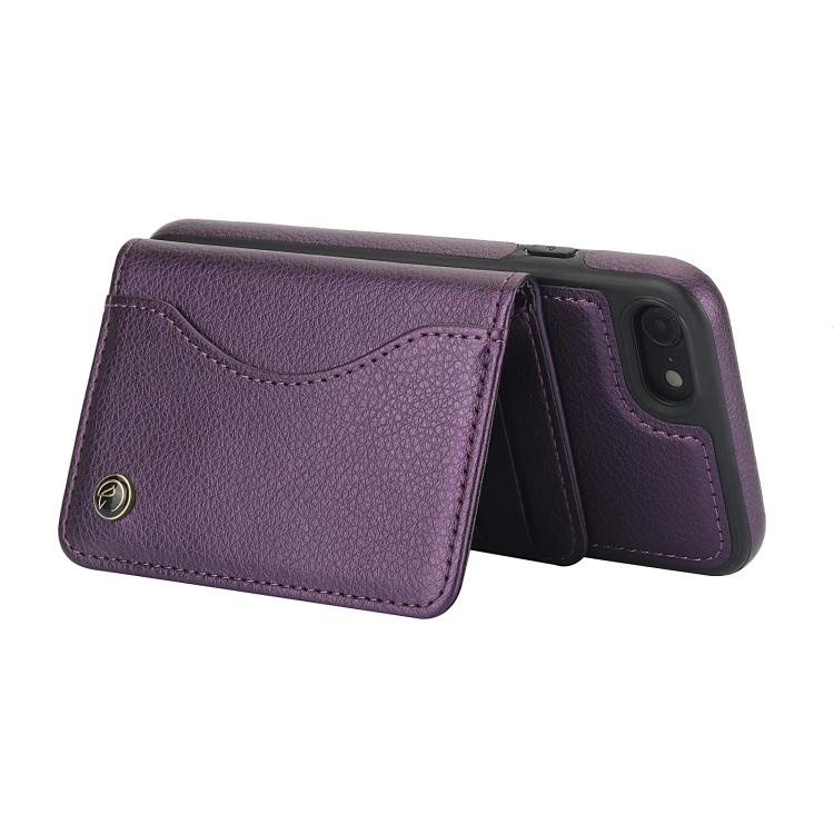 For iPhone 7 Plus / 8 Plus AwQuer Horizontal Flip Card Bag Holder Leather Phone Case