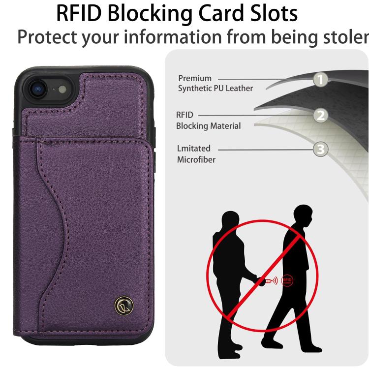 For iPhone 7 Plus / 8 Plus AwQuer Horizontal Flip Card Bag Holder Leather Phone Case