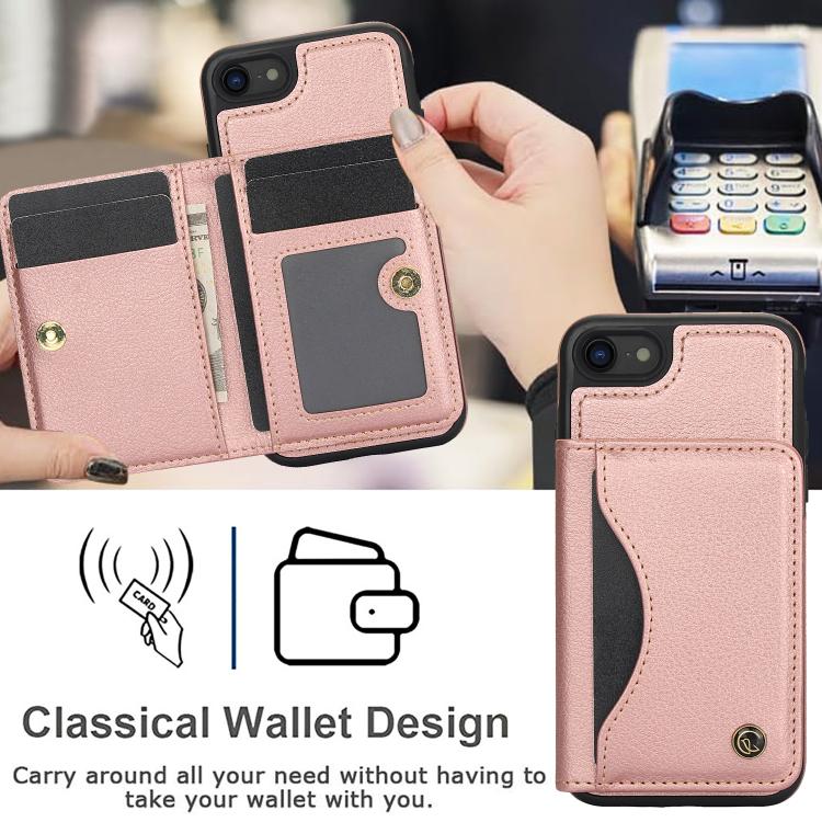 For iPhone 7 Plus / 8 Plus AwQuer Horizontal Flip Card Bag Holder Leather Phone Case