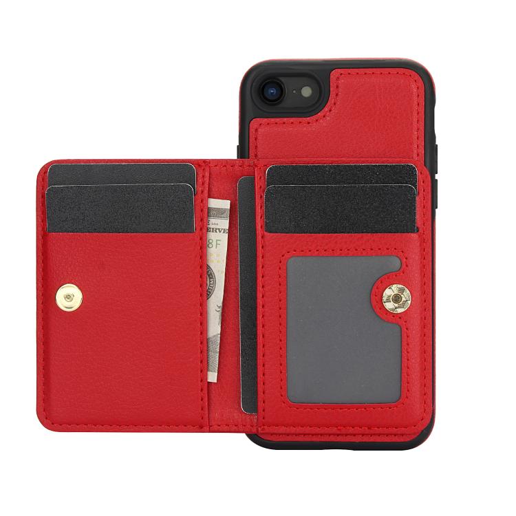 For iPhone 7 Plus / 8 Plus AwQuer Horizontal Flip Card Bag Holder Leather Phone Case