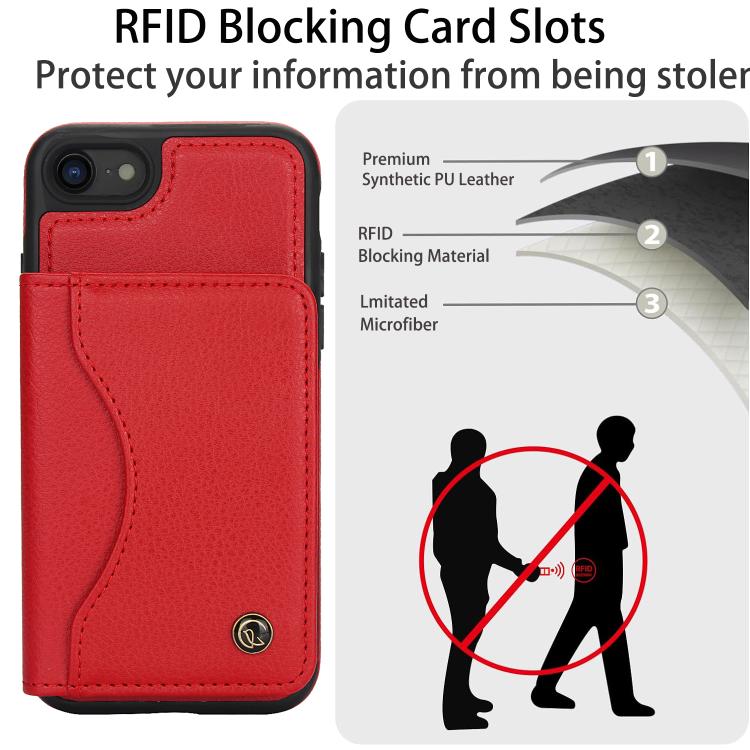 For iPhone 7 Plus / 8 Plus AwQuer Horizontal Flip Card Bag Holder Leather Phone Case