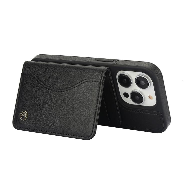 For iPhone 15 Pro AwQuer Horizontal Flip Card Bag Holder Leather Phone Case