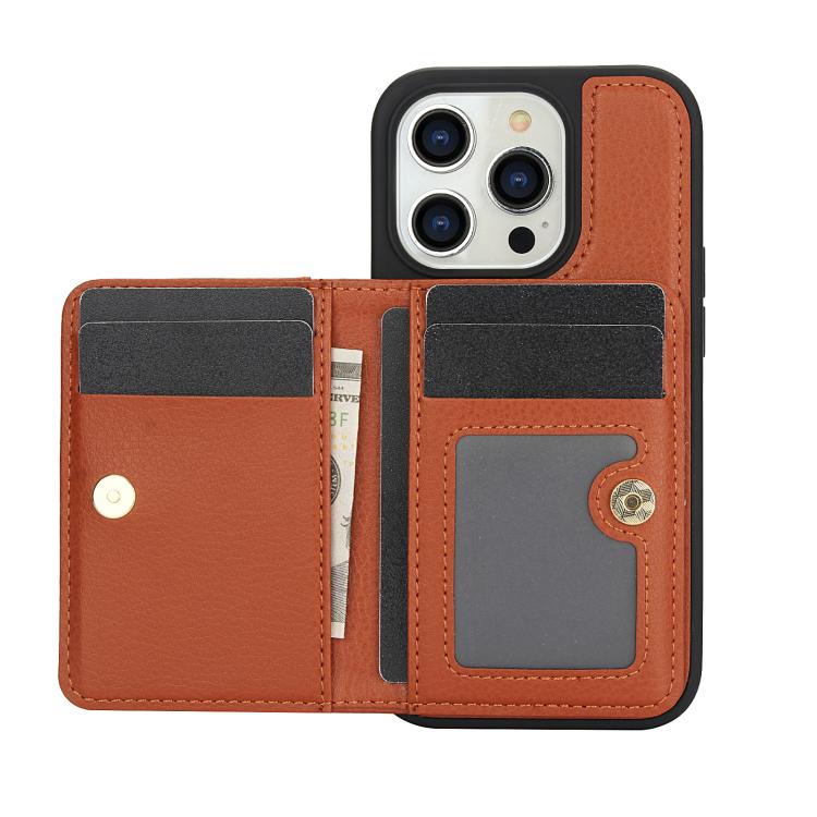 For iPhone 15 Pro AwQuer Horizontal Flip Card Bag Holder Leather Phone Case