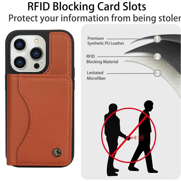 For iPhone 15 Pro AwQuer Horizontal Flip Card Bag Holder Leather Phone Case