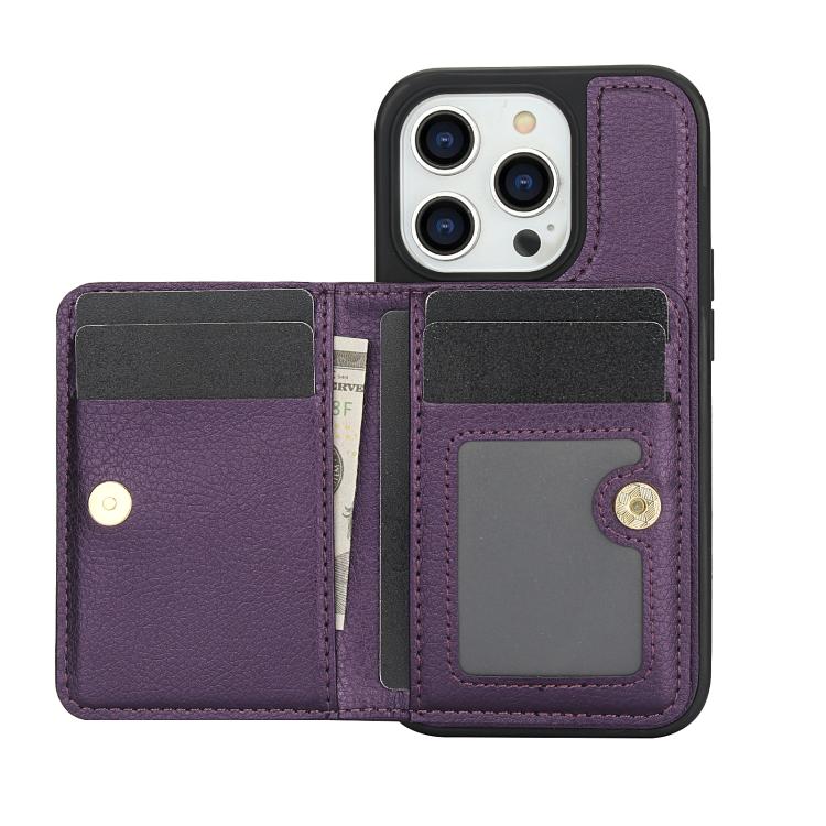 For iPhone 15 Pro AwQuer Horizontal Flip Card Bag Holder Leather Phone Case