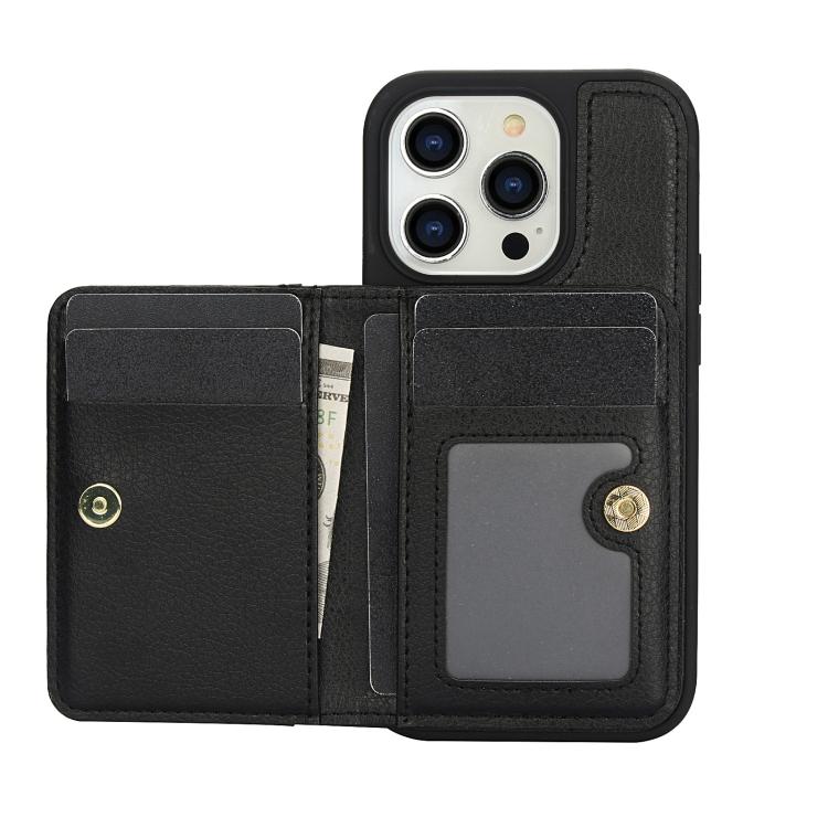 For iPhone 15 Pro Max AwQuer Horizontal Flip Card Bag Holder Leather Phone Case