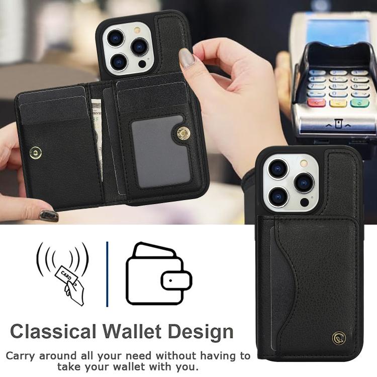 For iPhone 15 Pro Max AwQuer Horizontal Flip Card Bag Holder Leather Phone Case
