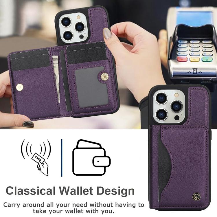 For iPhone 15 Pro Max AwQuer Horizontal Flip Card Bag Holder Leather Phone Case