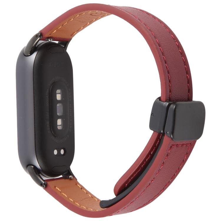 For Xiaomi Smart Band 9 / 8 Folding Magnetic Buckle Microfiber Leather Watch Band
